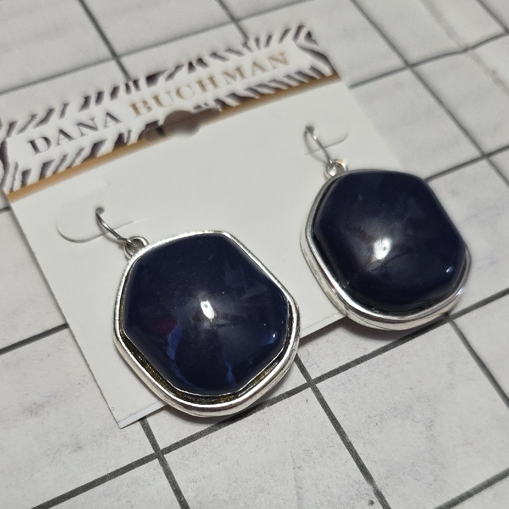 Dana Buchman Blue and Silver Dangle Earrings - Picture 2 of 5